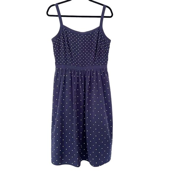 Tommy Hilfiger NWOT Navy Polka Dot Pockets Round Fit & Flare Sleeveless Dress - Picture 1 of 10